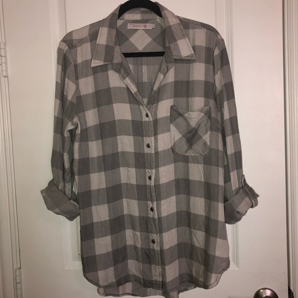Billy T Long Sleeve Button Down Checkered Top Size Large - Picture 7 of 8